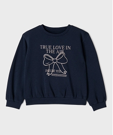 GEMO Sweat en molleton doux imprimé fille Bleu