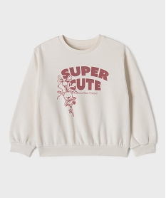 GEMO Sweat en molleton doux imprimé fille blanc standard