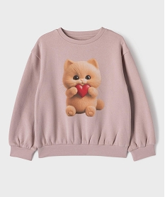 GEMO Sweat en molleton doux imprimé fille Violet