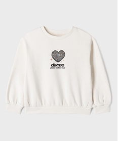GEMO Sweat en molleton doux imprimé fille blanc standard