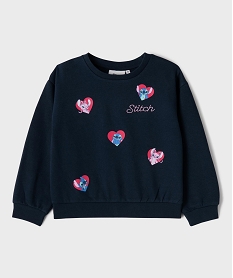 GEMO Sweat en molleton doux imprimé fille - Stitch Bleu