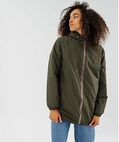 GEMO Manteau à capuche avec doublure chaude femme kaki fonce