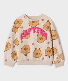 GEMO Sweat à motifs capybaras fille - Capyfun Beige