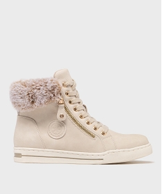 GEMO Baskets montantes avec col en fourrure imitation femme - Valentina Baldano Beige