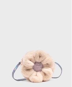 GEMO Sac fleur en fourrure imitation avec bandoulière fine fille Beige