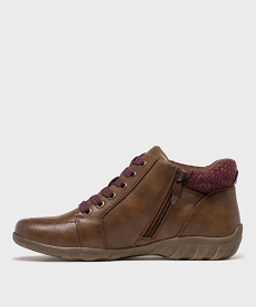 GEMO Chaussures confort avec col en lainage femme Brun