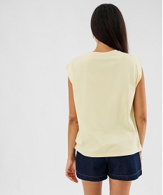 GEMO Tee-shirt sans manches avec strass et perles femme jaune standard