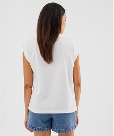 GEMO Tee-shirt sans manches avec strass et perles femme blanc standard