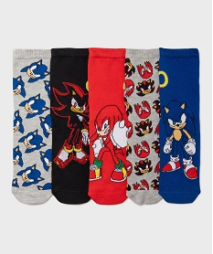 GEMO Chaussettes tige haute imprimées garçon - Sonic (lot de 5 paires) Bleu