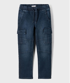 GEMO Pantalon cargo taille élastiquée garçon Bleu