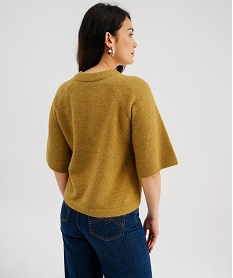 GEMO Pull manches courtes ample et douillet femme Vert