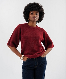 GEMO Pull manches courtes ample et douillet femme Rouge