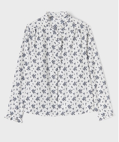 GEMO Chemise manches longues en tissu texturé et fleuri femme grande taille Bleu