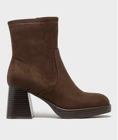 GEMO Boots à talon à bout carré avec tige souple femme - Follow Me marron fonce