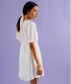 GEMO Chemise manches courtes en dentelle extensible femme blanc standard