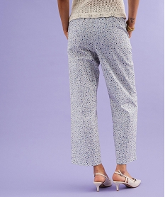 GEMO Pantalon en coton stretch fleuri coupe droite Bleu