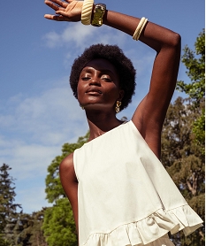 GEMO Blouse sans manches à basque et dos noué femme blanc standard
