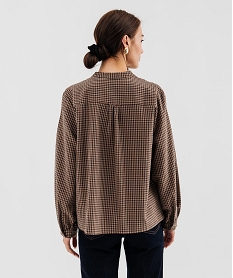 GEMO Chemisier col montant à carreaux femme marron chine