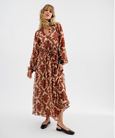 GEMO Robe longue boutonnée femme orange chine