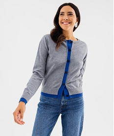 GEMO Gilet boutonné col rond femme Gris