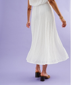 GEMO Jupe longue ample en voile extensible et texturé femme blanc standard