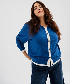 GEMO Gilet boutonné femme grande taille Bleu