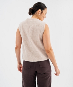 GEMO Pull sans manches col rond femme beige chine
