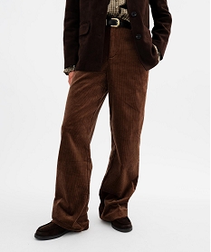 GEMO Pantalon straight en velours femme marron fonce
