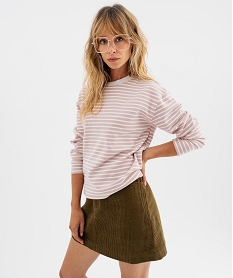 GEMO Tee-shirt rayé col rond femme Rose