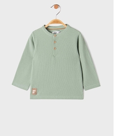 GEMO Tee-shirt manches longues en maille nid d’abeille bébé garçon Vert