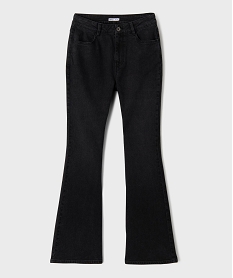GEMO Jean flare en denim extensible délavé fille noir standard