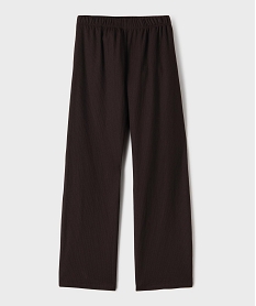 GEMO Pantalon fluide en maille gaufrée fille marron fonce