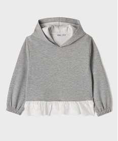 GEMO Sweat à capuche dentelle fille Gris