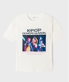 GEMO Tee-shirt col rond imprimé fille - KPOP DEMON HUNTERS blanc standard