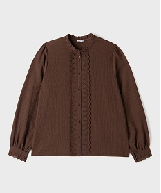 GEMO T-shirt uni col montant femme grande taille marron fonce