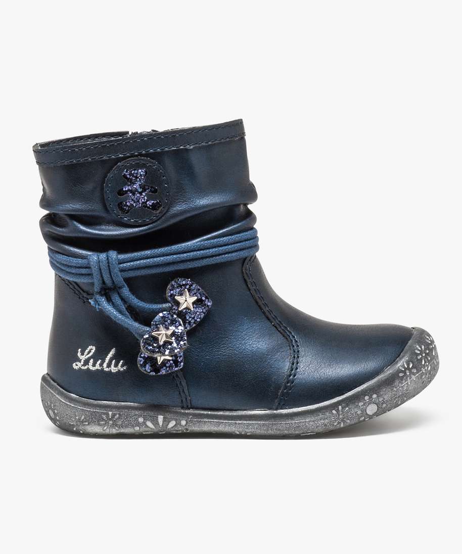 boots avec lacets autour de la cheville lulu castagnette bleu bottes et chaussures montantes bebe GEMO