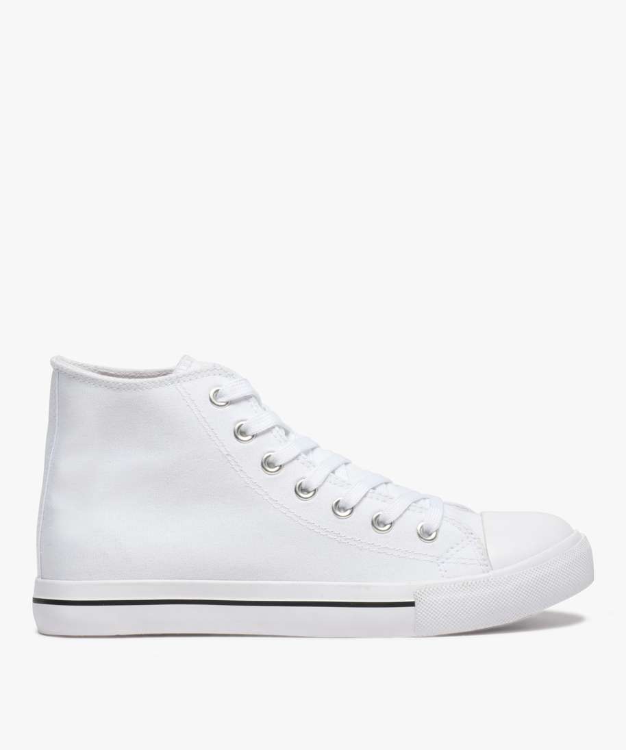 Gemo chaussures baskets montantes en toile fermeture lacets blanc femme