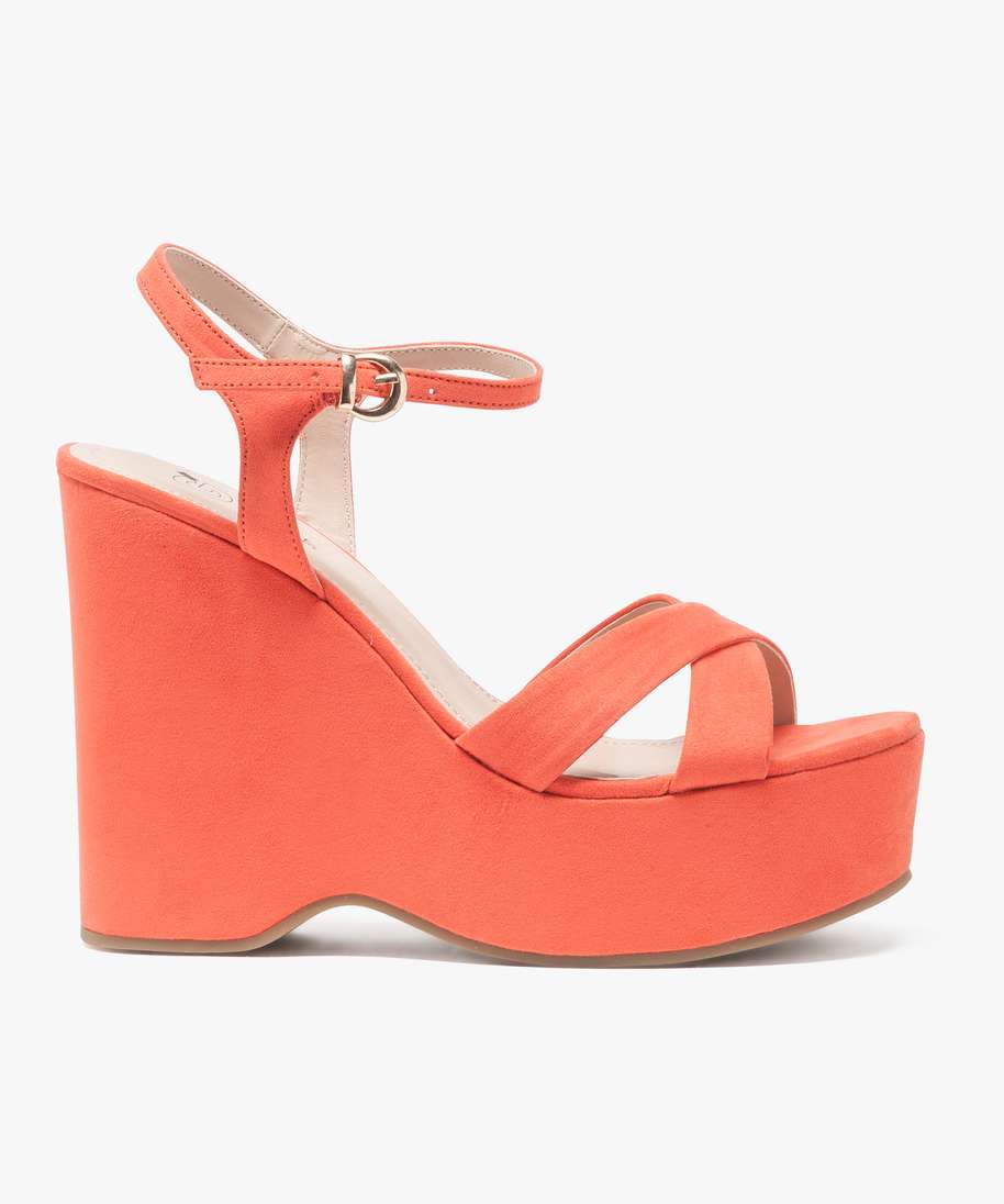 nu pieds a plateforme orange femme GEMO