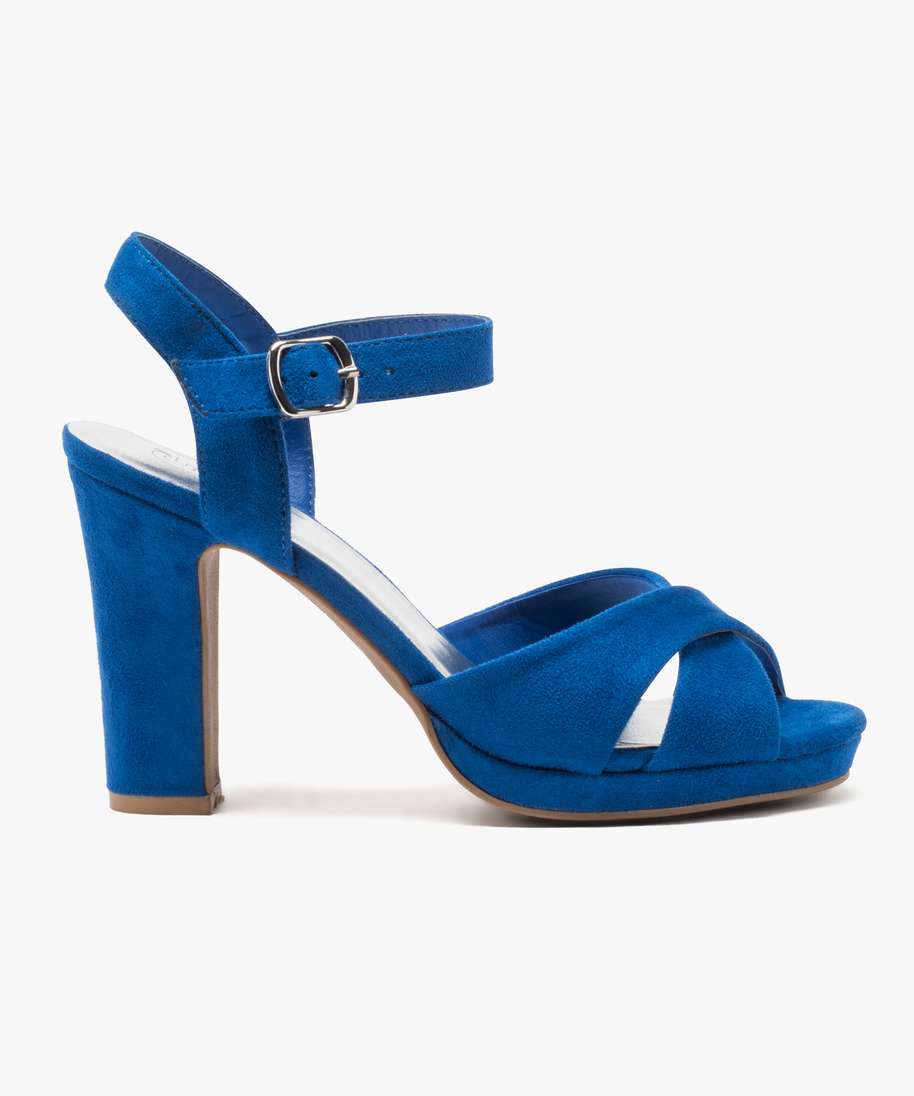 sandales a talon haut bleu femme GEMO
