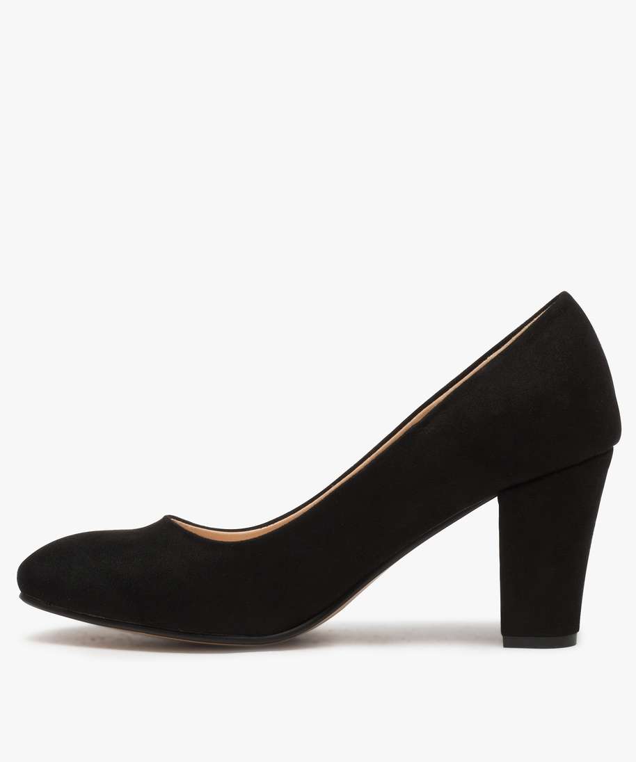 escarpins femme a bout rond et talon large noir femme G MO