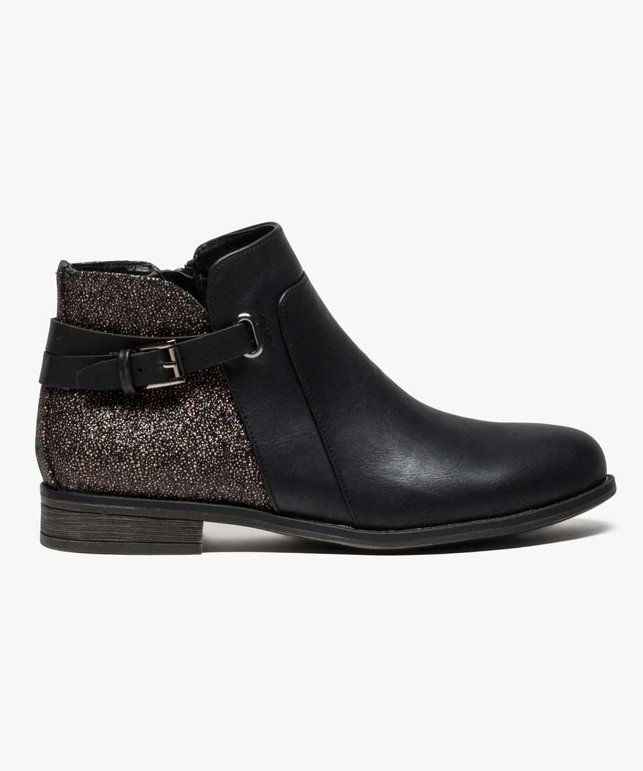 Allegra K Bottines à Bout Rond Et à Enfiler Pour Femmes - Talon Épais 8,9 Cm, Zippées Latérales, Faux Daim