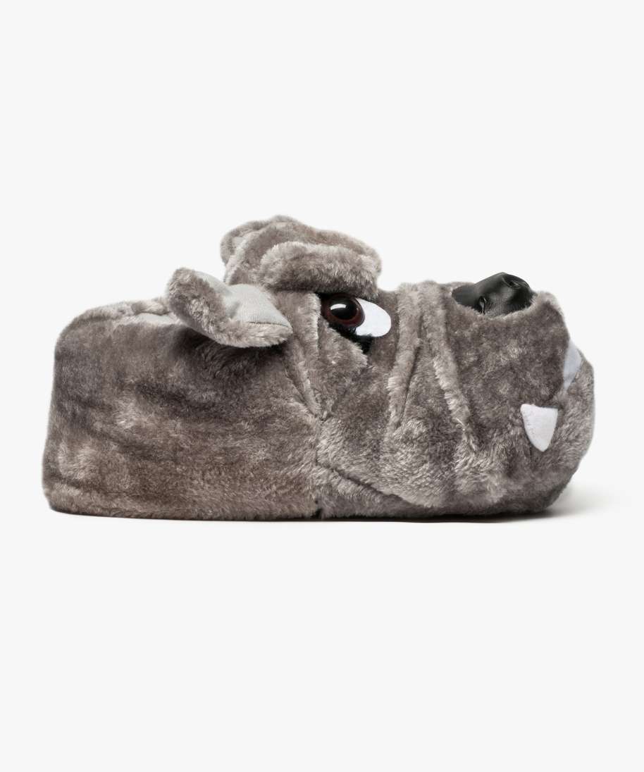 chaussons homme en forme de tete de chien gris chaussons promos G MO