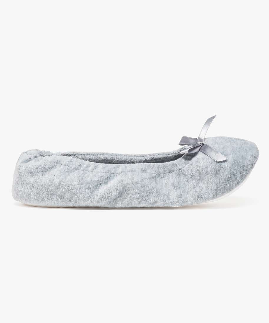 chaussons femme forme ballerines en velours gris standard chaussons
