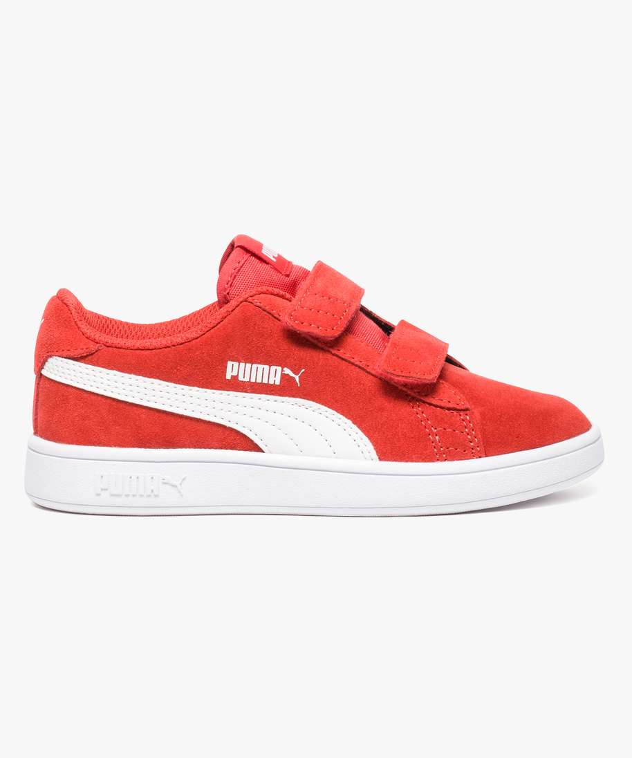 sneakers en cuir velours puma suede 2 straps rouge garcon GEMO