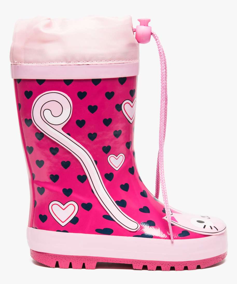 Bottes de pluie imprimées fille collection maternelle - rose fleuris,  Chaussures