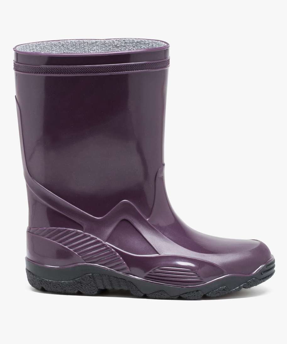 bottes de pluie unies a semelles crantees violet bottes de pluies fille GEMO