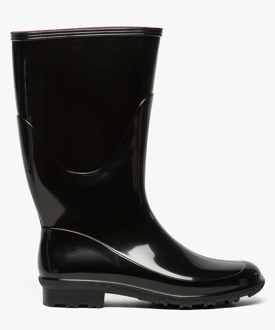 Bottes de pluie noires crantées Femme