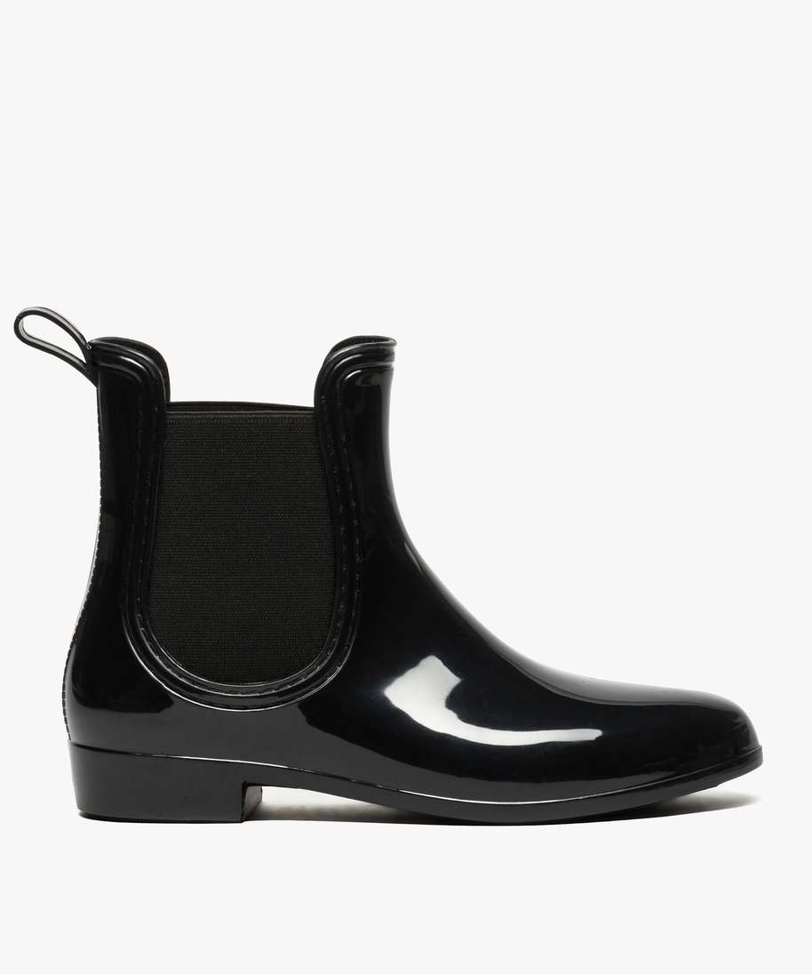 bottes de pluie unies noires style chelsea boots noir