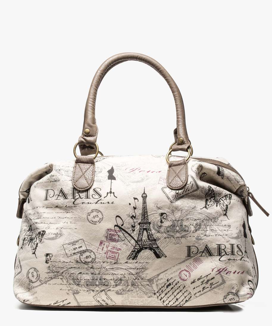 sac week end textile et simili cuir beige sacs a dos et sacs de voyage femme GEMO