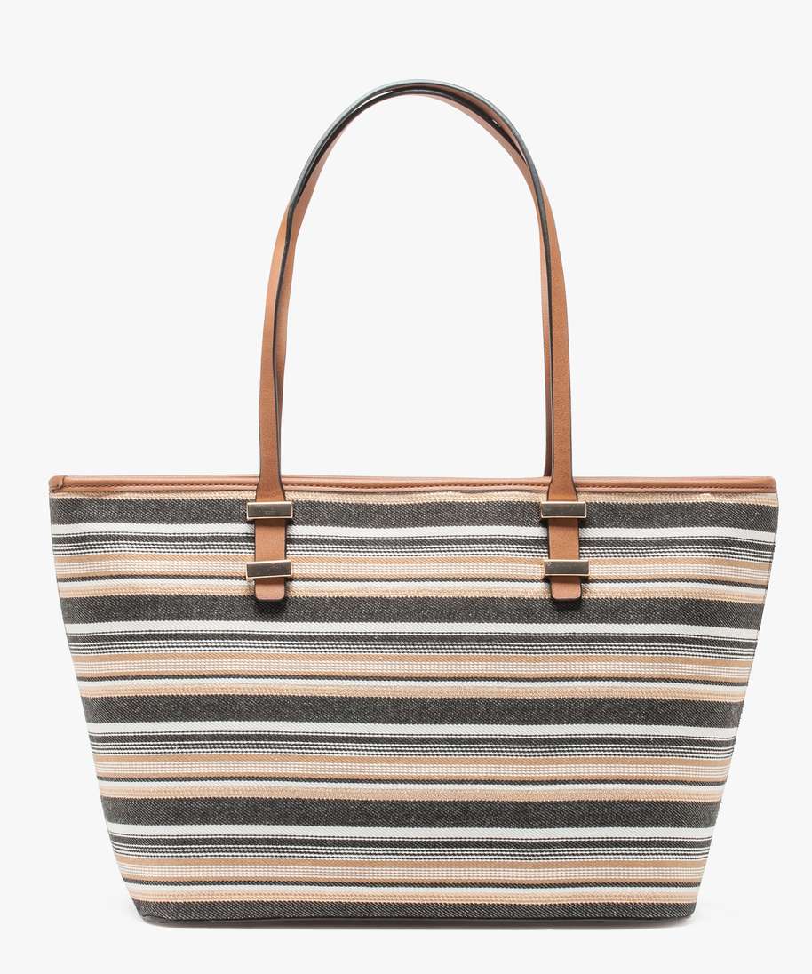 sac cabas en toile rayee porte epaule multicolore cabas grand
